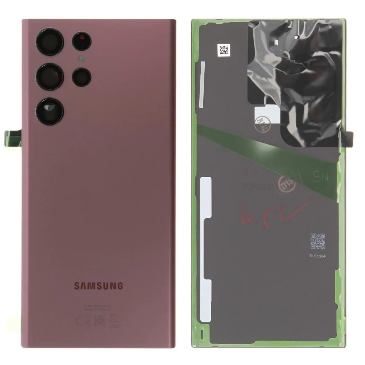 Back Panel with Camera Glass Lens for Samsung S22 Ultra Burgundy-image-33