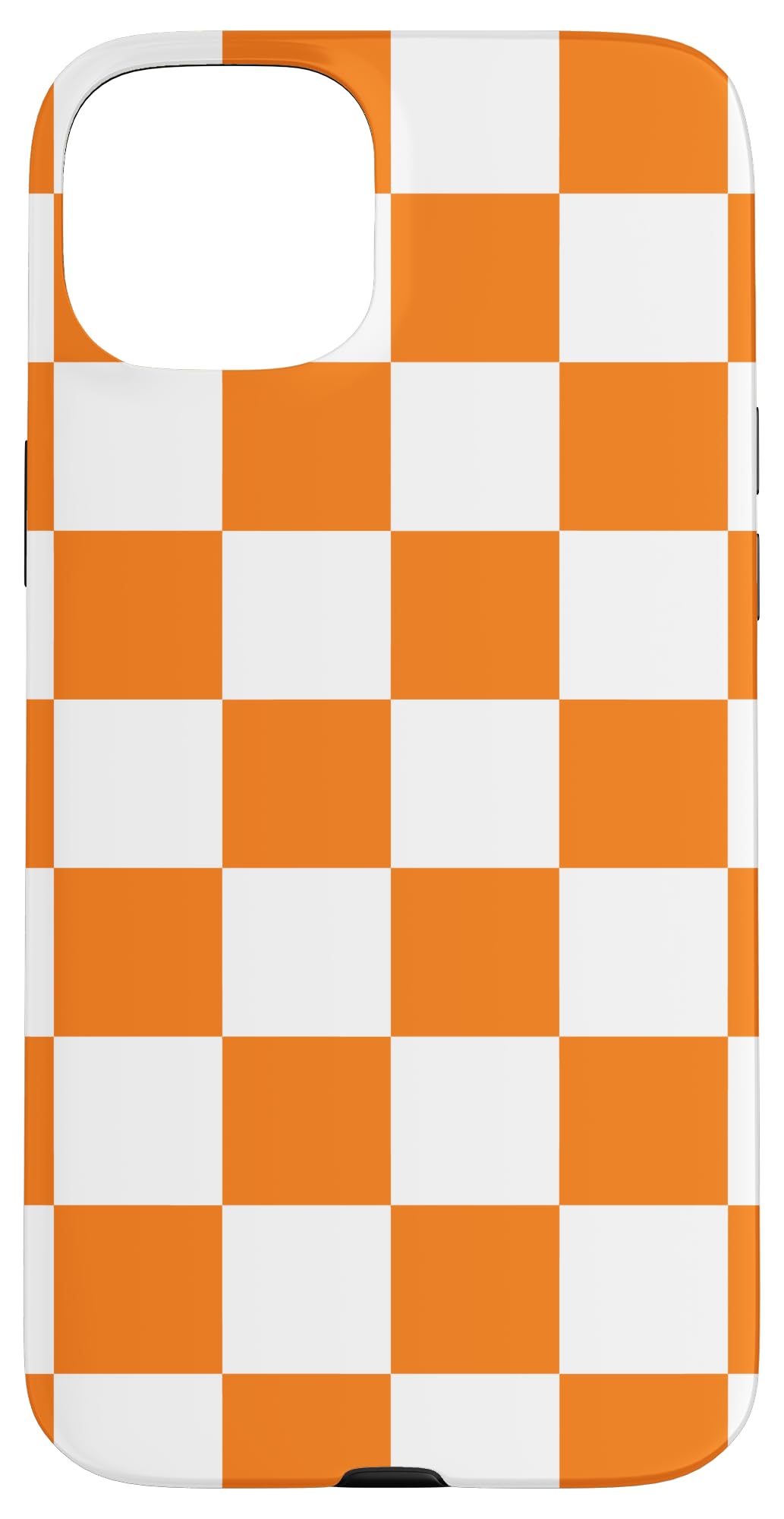 Checkered Orange And White Checkerboard Phone Case for iPhone 15 Plus