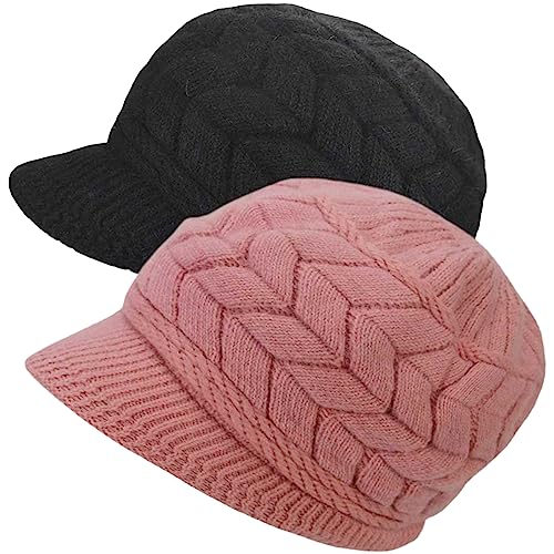 Bonnet d'hiver à bord pour femme en laine tricotée chaude UK-WS-H1