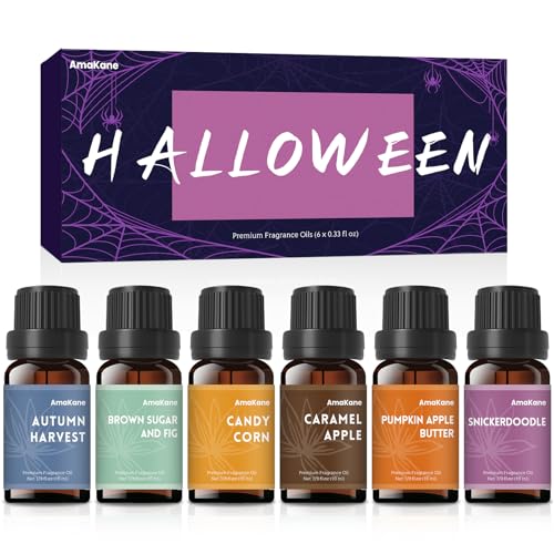 AmaKane Halloween Fragrance Oil Set, 6x10ml Fall Essential Oils for