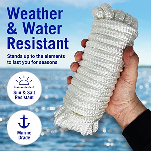 Image of Dock Lines for Boats 1 /2 inch x 25ft, 4 Pack Double Braided Nylon Boat Rope