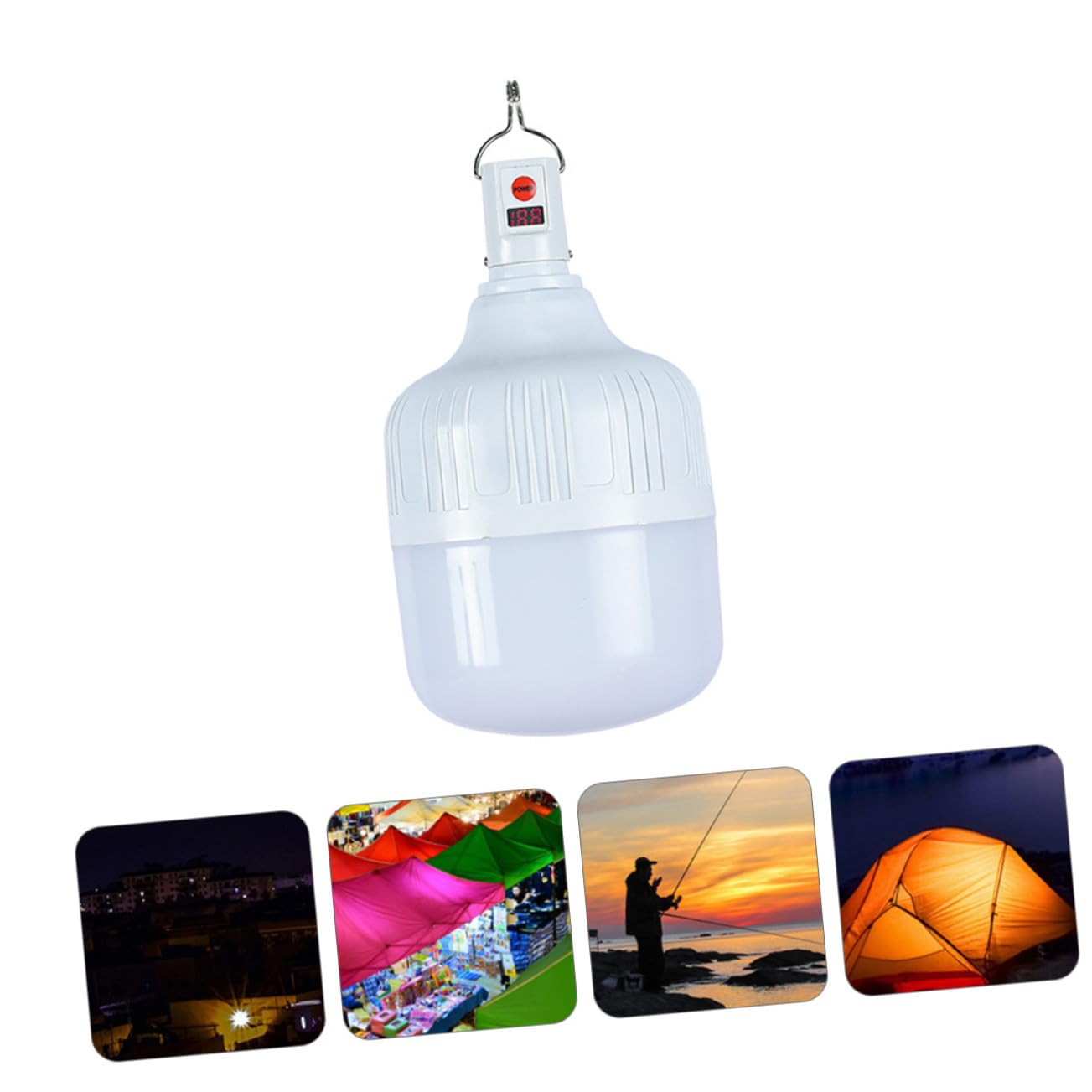UKCOCO Linterna LED Recargable de 100w para Camping, Luz de Emergencia Batería de 1200mah, Lámpara para Exteriores y Pesca Nocturna