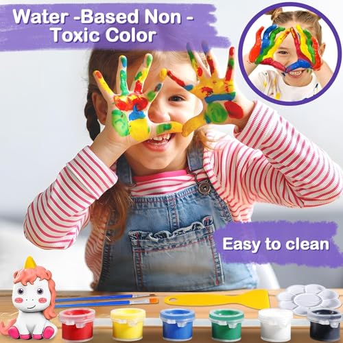 Image of Storio Toys DIY Mould & Paint Craft Kit Unicorn Kids DIY Craft for 3+ Years Plaster Figurine Set with Pigments Palette & Mold Painting Art & Craft Set - Gift Toys for 3 4 5 6 7 8+ Year Multicolour