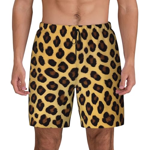 Leopard Pattern Print Men Stylish Functionality Swim Trunks Breathable Beach Shorts Surfing Gym Fishing