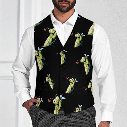 Praying Mantis Eating Mosquito Novelty Men's Suit Vest Funny Formal Dress Vests Business Waistcoat2