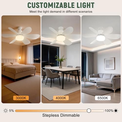 Ventilateur de plafond silencieux à télécommande et plafonnier cristal dimmable - 4