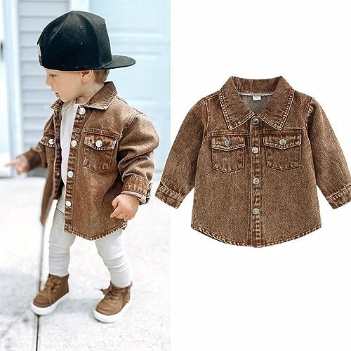 BILIKEYU Toddler Little Kid Girls Boys Jean Jacket Button Down Coats Denim Tops Cowboy Outwear Clothes with2