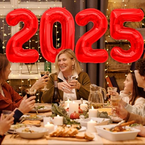 Image of 2025 Balloons Red, 40 inch Foil Red Number Balloons 2 0 2 5, New Years Decorations, 2025 Graduation Decorations, New Years Eve Party Supplies 2025, Class Of 2025 Decorations, Graduation 2025