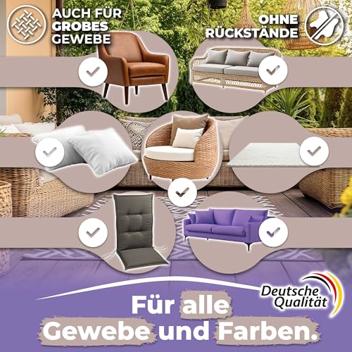 Textil Imprägnierspray Sofa & Polster-Möbel, Qindoo Fleckenschutz für Stoffe, Sitzkissen, Cord, Mikrofaser, Autositze, Geruchsneutral, wasser- & schmutzabweisend, PFC frei, Made in Germany 1,5 L