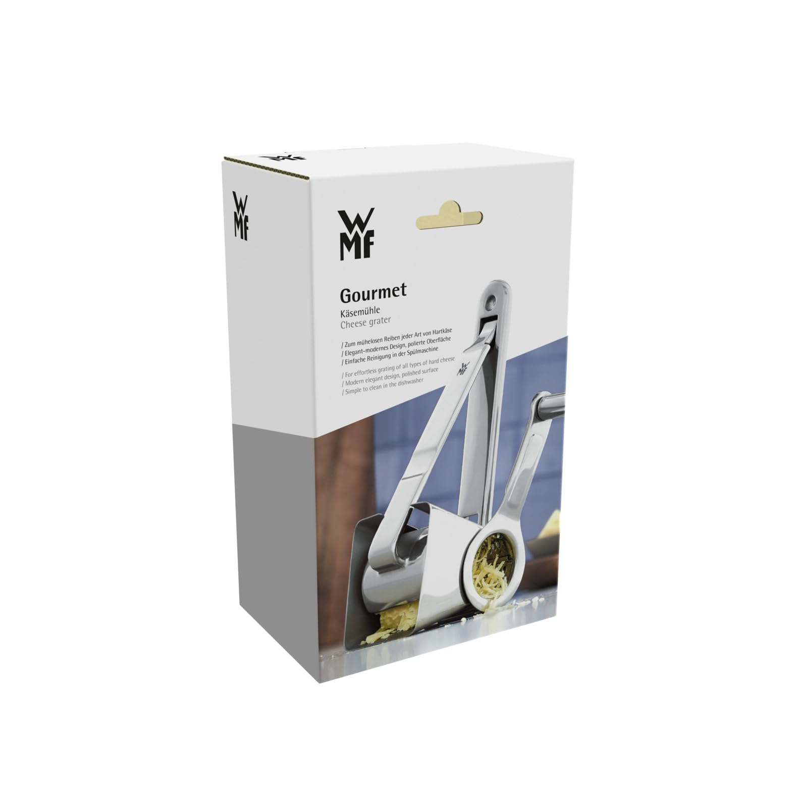 WMF Gourmet Parmesanreibe Kurbel 18 cm, Parmesanmühle, Käsereibe mit Kurbel, Edelstahl, spülmaschinengeeignet