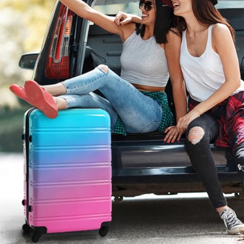 Hardshell Luggage Set 3 Piece Ombre Expandable Luggage with Spinner Wheels and TSA Lock Lightweight 20" 24" 28" Pink and Yellow4