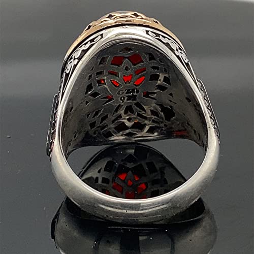 Men Handmade Ruby Stone Ring, Ottoman Style Ring, Oval Red Stone Ring, Ottoman Style Handmade Ring, 925K Sterling Silver Ring #TOP4