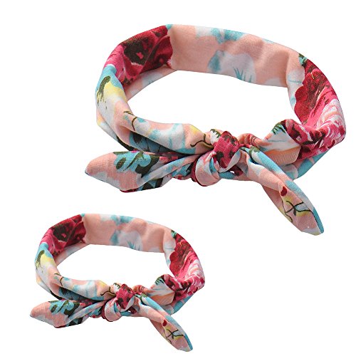 LianLe 1 Satz Mama und Baby Bowknot elastisches Haarband (Stil: F)