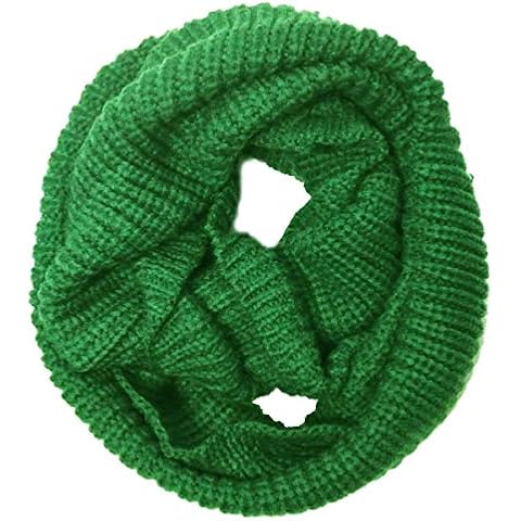 Bowbear Solid Color Warm Winter Knit Infinity Scarf, Kelly Green, One size Cover