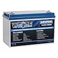 Weize 12V 100Ah LiFePO4 Lithium Battery, Built-in Smart BMS, Low Temperature Protection Group 31 Deep Cycle Battery for Trolling Motor, RV, Solar, Marine, Camping and Off Grid Applications
