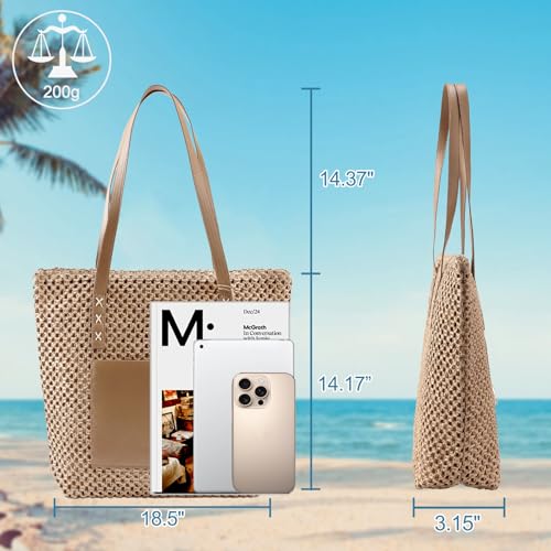 Bolso tipo tote de playa de paja para mujer miniatura 4