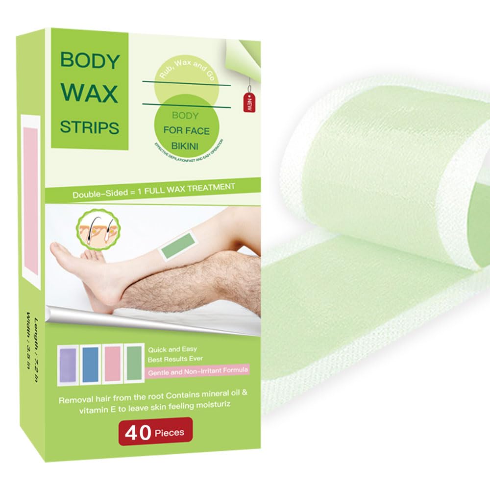 Tiras de cera – 40 tiras de depilación de parche/parches de tiras de cera corporal para depilación en casa para hombres y mujeres