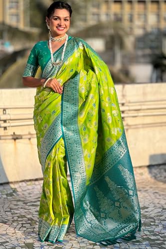 Image of SGF11- Women's Kanjivaram Woven Soft Silk Saree With Blouse Piece