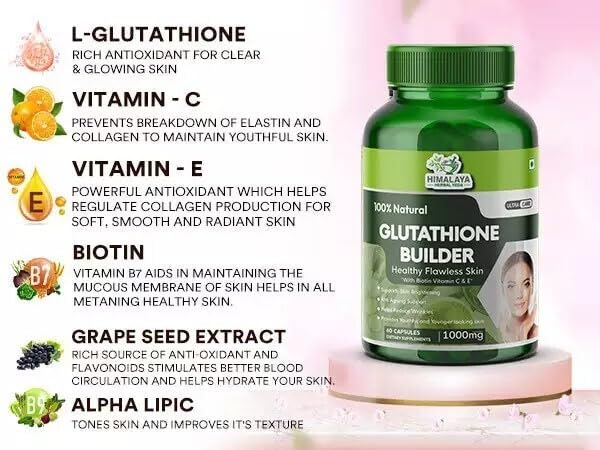 glutathione rich seeds Himalaya Herbal Veda Glutathione 1000mg Tablets | Skin Whitening &  Anti-Aging Supplement With Vitamin C, E, Grape Seed Extract & Biotin |  Antioxidant Support
