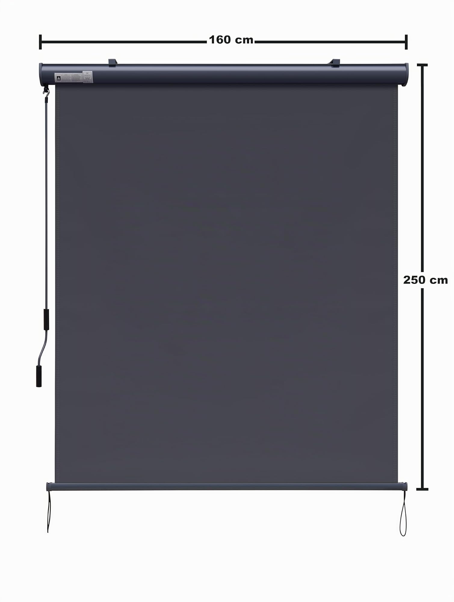 Canopée Store Vertical Rétractable avec Coffre, Store Enrouleur Exterieur avec Manivelle pour Balcon, Terrase, Brise Vue pour Jardin, Gris, 2,5 x 1,6 m (H x L)
