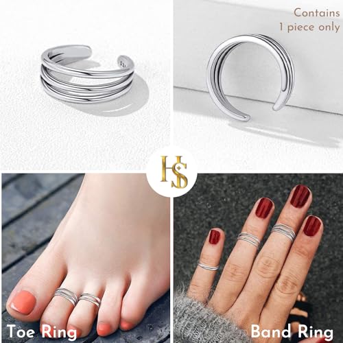 Image of HighSpark Silver Toe Ring /Band Ring for Women | 92.5 Sterling Silver Adjustable Toe Rings | 1 Piece Only | Minimal & Elegant Designs