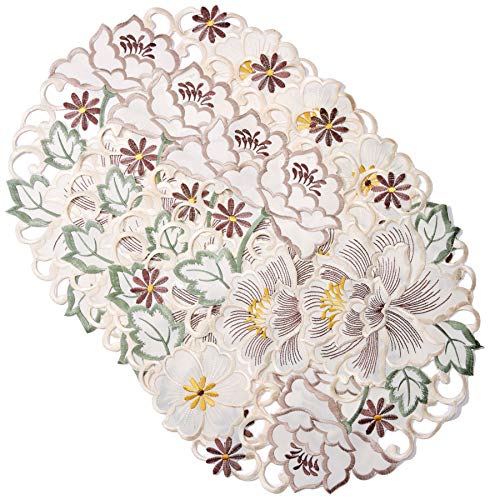 Ecosol Designs Flowery Table Placemats (15" Round, Fall Colors) 4-Pack #TOP1