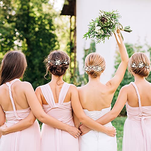 Bridal Hair Pins, 5Pcs Elegant Pearl Hair Pins Wedding Hair Grips, U Shaped Crysta Flower Shape Hairpin for Bridal Bridesmaid, Hair Piece Accessory for Women Girls, Wedding and Ball - Image 4