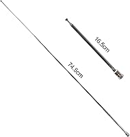 Vista 2 de Antena telescópica FM 75 Ohm Antena de radio FM interior Tipo F Conector de enchufe macho con 5 unids convertidor para TV AM FM Radio Receptor