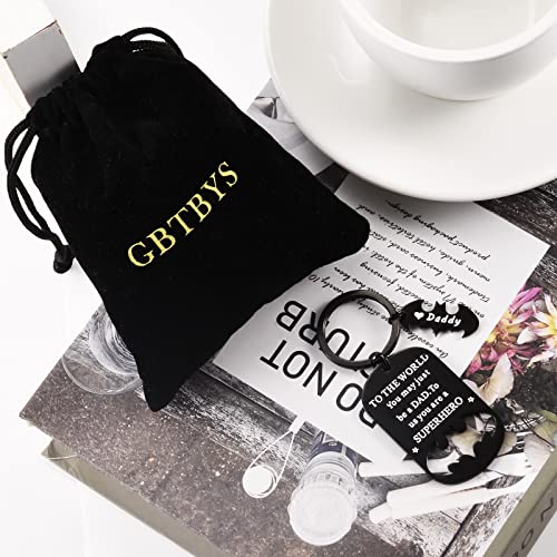 Gbtbys Fathers Day Gift Batman Keychain For Men - Daddy Keychain Dad Papa Stepfather Black Keyrings Birthday Gift From Daughter Son - To The World You May Just Be A Dad, To Us You Are A Superhero #TOP4