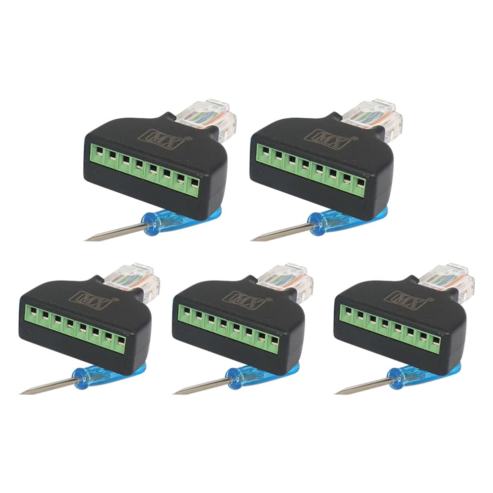 MX 2 Pcs RJ45 8 Pin Screw Terminal Block Adaptor Converter RJ45 Socket Video for AV Digital Plug Cable AV CCTV UTP Cat5 Cat6 Cat7 Connectors PERENT (MX-S-031-5, 5)-image-19