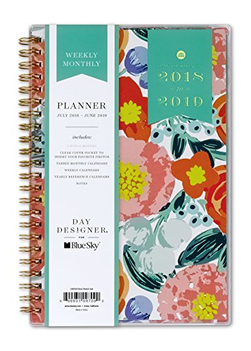 Day Designer for Blue Sky 2018-2019 Academic Year Weekly & Monthly Planner, Flexible Cover, Twin-Wire Binding, 5