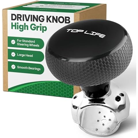 Steering Wheel Knob - Silicone Coated for Extra Grip - Compatible with Any Steering Wheels - Smooth Brodie Suicide Spinner Knob for Car, Tractor, Mower, Boat Cover
