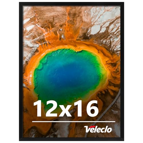 Veleclo 12x16 Picture Frame for Wall Display 12x16 Black Picture Frame with Shatter Resistant Plexiglass Stable and Sturdy 12 x 16 Poster Frame for Wall Display Handpicked Gift Collection 1 Pack