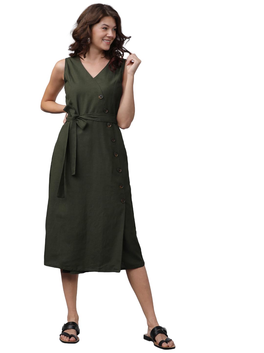 Women's Sleeveless V-Neck Solid Dresses | Stylish Dresses | Casual Dresses-image-14