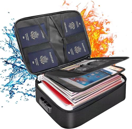 Image of Document Storage Bag,Fireproof Waterproof Password Lock File Package, Multi-layer Document bag, Suitable for Folder Document Envelope Passport, Storage Box, Suitable for Home Office Travel