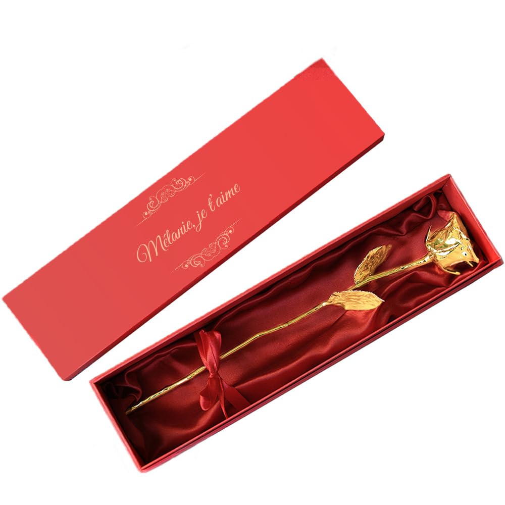 TMISHION Rose plaquée or Rose Véritable Plaquée Or 24 Carats Rose Dorée
