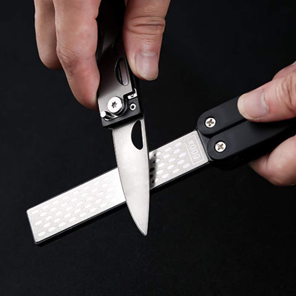 400/600 Grit Pocket Knife Sharpener Folding Diamond Knife Sharpener Double-Sided Sharpening Stone for Outdoor Camping Garden Kitchen