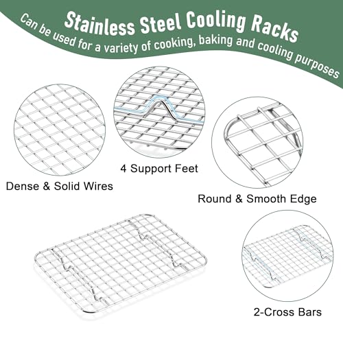 Homikit Toaster Oven Pan with Rack Set (1 Pan+1 Rack), 9 x 7 Inch Small Baking Sheet with Wire Rack, Stainless Steel Cookie Sheets for Baking, Cookie Bacon Tray with Cooling Rack, Dishwasher Safe by Homikit - Image 4