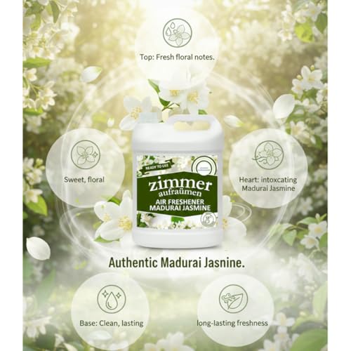 Image of Room Freshener 5L | Madurai Jasmine | For Spray | Long Lasting Fragrance for Hotels, Offices, Restaurants & Home | Alcohol-Free | No Gas Spray