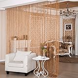 Desirable Life Decorative Door String Curtains Wall Panel Tassels Blinds Room Divider for Wedding Party Restaurant Home (Light Coffee, 39.4' x78.7')