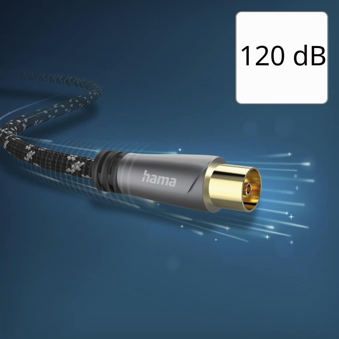 Hama Cavo antenna, Coax. maschio - Coax. fem, metallo, dorato, 1,5 m, 120 DB