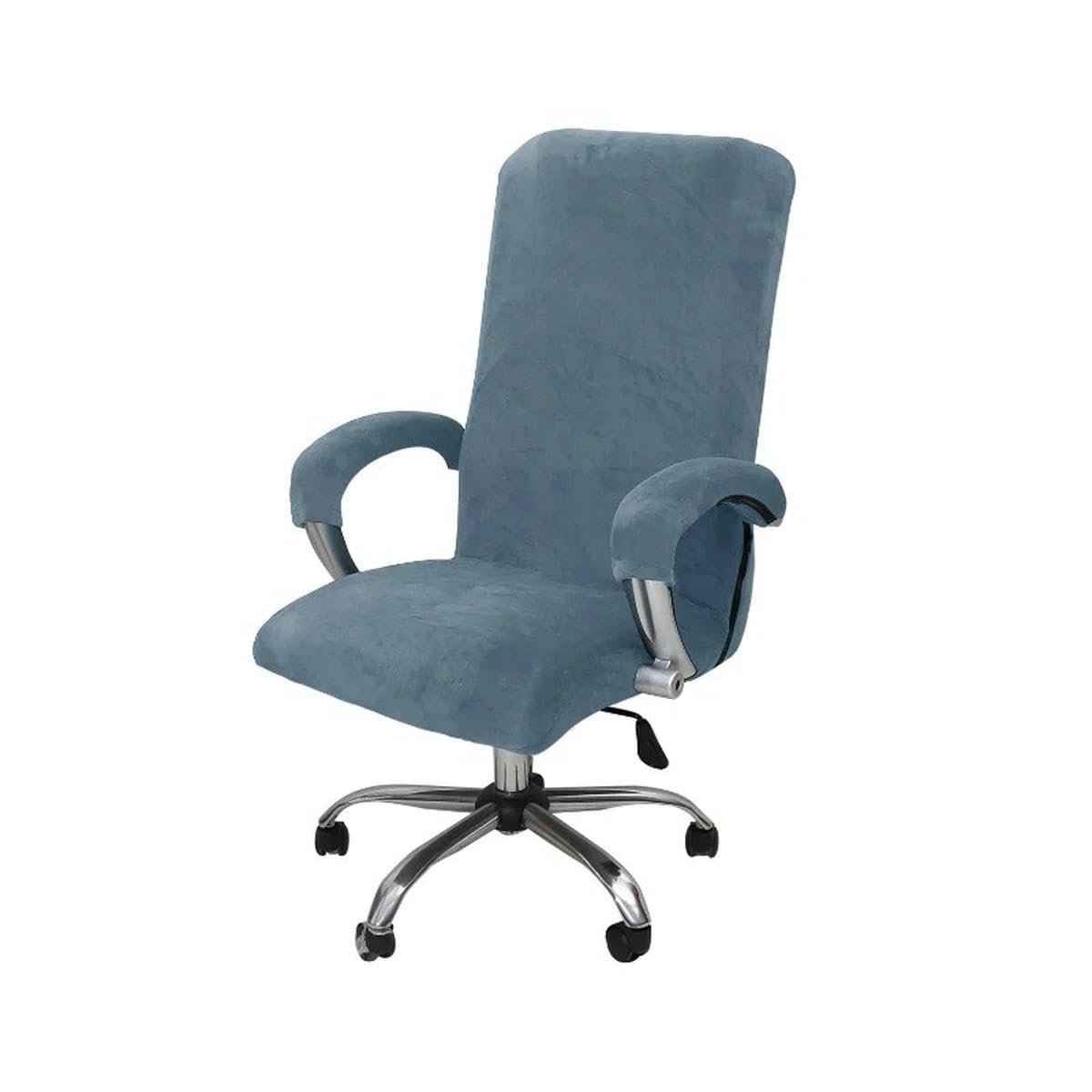HJGUI Fundas de Terciopelo para Silla de Escritorio de Oficina, Protector de sillón, Color Negro, Incluye reposabrazos, Fundas para Gamer, 2024, Gris, Azul, XL (69, 80 cm)