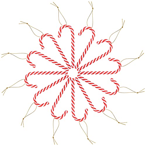 Keboyoe 12 Pièces Canne de Bonbons de Noël Décoration Canne à Sucre Ornements de Sapin de Noël Plastique Sucre d'orge Suspendus Décoration d'arbre de Noel avec Corde pour Déco Noël Cover