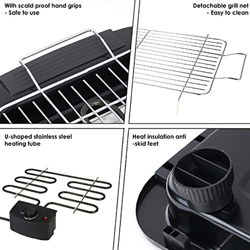 ZanGe Electric BBQ Grill with 5 Adjustable Temperature, Smokeless Nonstick Portable Barbecue Griddle Machine 1500W, Separate Oil Pan, Multifunctional Cooking Grill for Indoor or Outdoor Use - Image 5