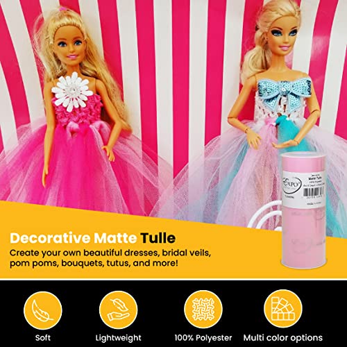Image of Expo International Decorative Matte Tulle, Lightweight Polyester Tulle Fabric for Tutus, Costumes, and Party Decorations, Washable, Easy-to-Use, 6 Inch x 25 Yards, Pink, Pack of 1