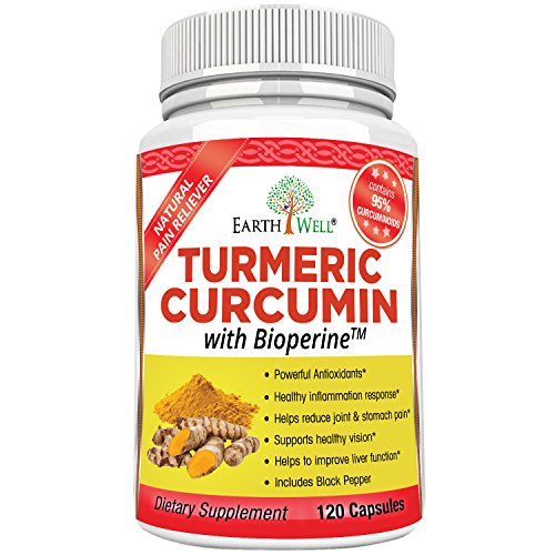 EarthWell Turmeric Curcumin Extract Anti-inflammatory Supplement, 650mg (120 Capsules)