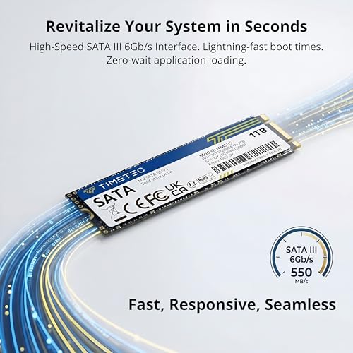 Timetec 1TB SSD 3D NAND SATA III 6Gb/s M.2 2280 NGFF 512TBW Read Speed Up to 550MB/s SLC Cache Performance Boost Internal Solid State Drive for PC Computer Laptop and Desktop (1TB) - Image 3