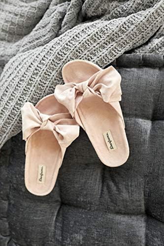 Dearfoams Women's Megan Knotted Microwool Molded Footbed Slide Slipper, Dusty Pink, Medium | Image 1