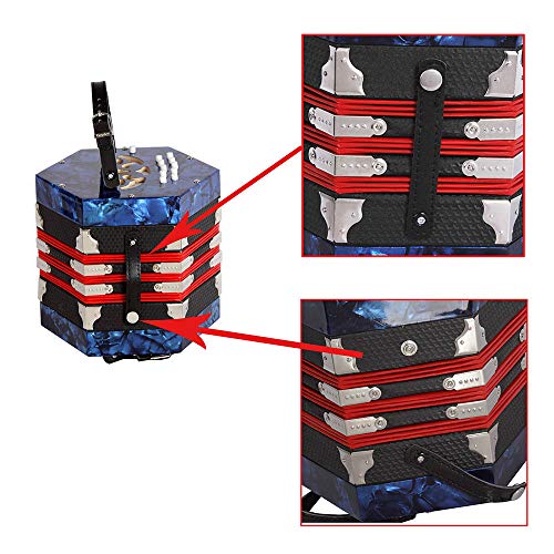Lesgos 20 Button Concertina Accordion, Portable Professional Concertina Instrument with Carrying Bag, for Kids Beginner Music Enthusiast(Blue)