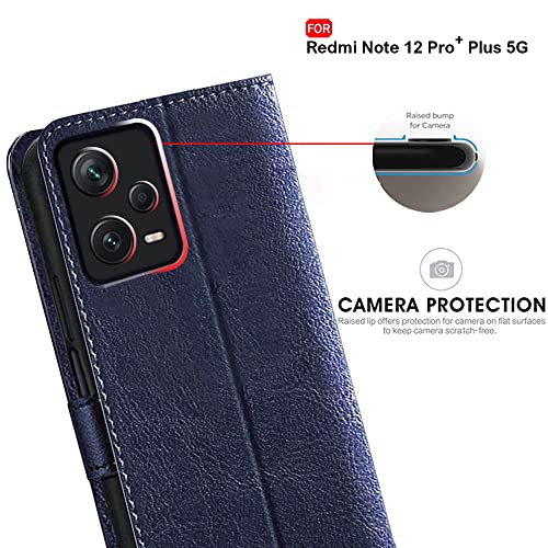 Image of TheGiftKart Flip Back Cover Case for Mi Redmi Note 12 Pro Plus 5G | Dual-Color Leather Finish | Inbuilt Stand & Pockets | Wallet Style Flip Back Case for Redmi Note 12 Pro Plus 5G (Blue & Brown)